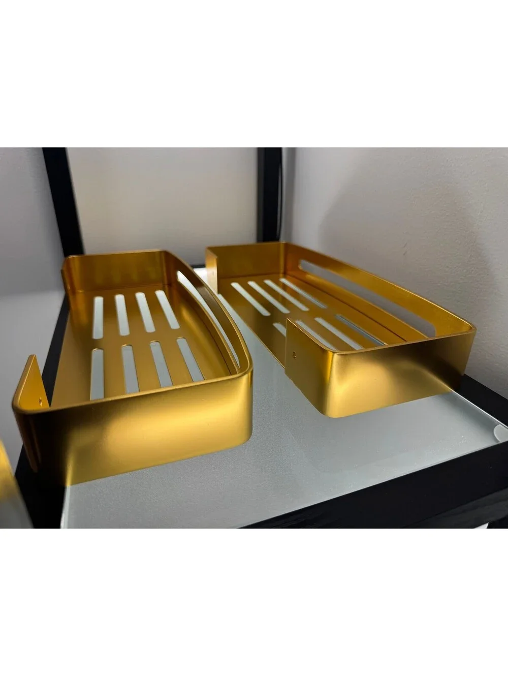 2ck Gold Aluminum Shower Caddy Shelf Adhesive Wall Mount